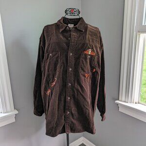 The Disney Store Size L Brown Corduroy Long Sleeve Button Up Tiger